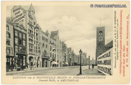 Amsterdam, Kantoor Provinciale Brand- en Inbraakverzekering. Damrak 80-81 ansichtkaart: Amsterdam, Kantoor Provinciale Brand- en Inbraakverzekering. Damrak 80-81