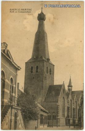 ansichtkaart: Baarle-Hertog, Kerk en Gemeentehuis