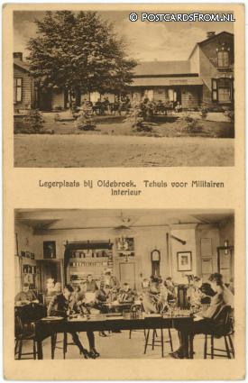 ansichtkaart: Oldebroek Legerplaats, Tehuis voor Militairen. Interieur