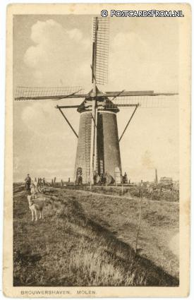 ansichtkaart: Brouwershaven, Molen