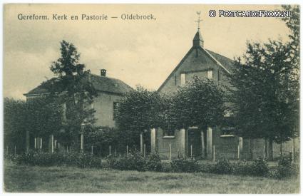 Oldebroek, Gereform. Kerk en Pastorie ansichtkaart: Oldebroek, Gereform. Kerk en Pastorie