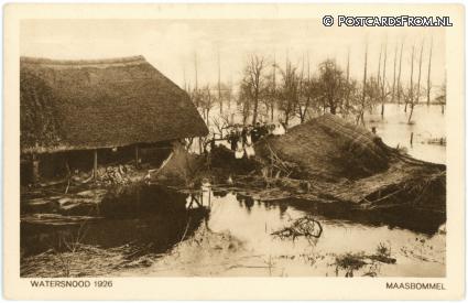 ansichtkaart: Maasbommel, Watersnood 1926