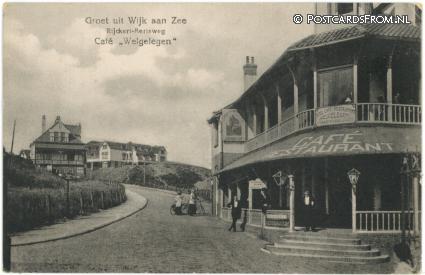 Wijk aan Zee, Rijckert-Aertsweg Cafe 'Welgelegen' ansichtkaart: Wijk aan Zee, Rijckert-Aertsweg Cafe 'Welgelegen'