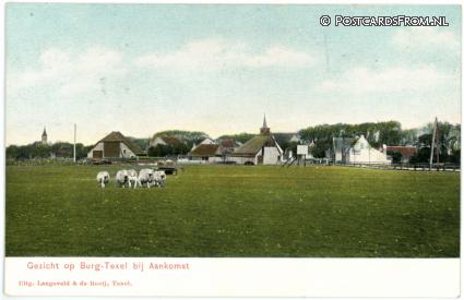 ansichtkaart: Den Burg, Gezicht op Burg-Texel bij Aankomst
