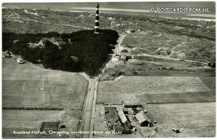 ansichtkaart: Hollum, Omgeving vuurtoren vanuit de lucht