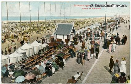 ansichtkaart: Scheveningen, Strand en Boulevard