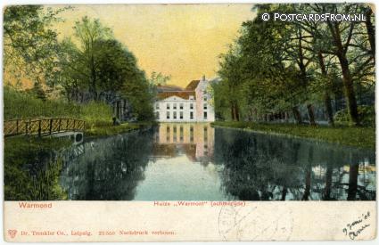 ansichtkaart: Warmond, Huize 'Warmont' achterzijde