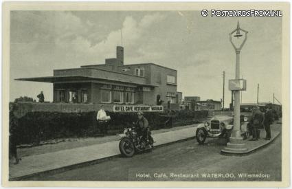 ansichtkaart: Dordrecht Willemsdorp, Hotel, Cafe, Restaurant Waterlooo