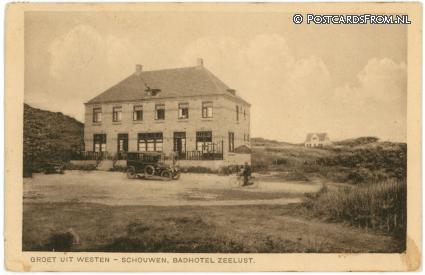 ansichtkaart: Westenschouwen, Badhotel Zeelust
