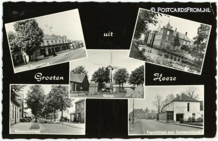 ansichtkaart: Heeze, Hotel Barendsma - Kasteel - Molen - Nicasuisstraat - Kapelstraat