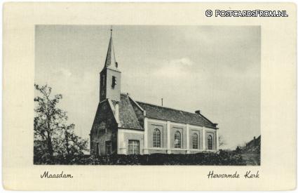 ansichtkaart: Maasdam, Hervormde Kerk