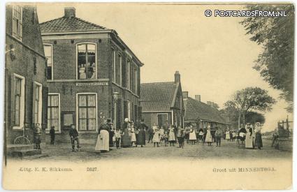 ansichtkaart: Minnertsga, Groet uit
