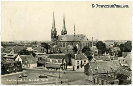 ansichtkaart: Kaatsheuvel, St. Jan met Markt