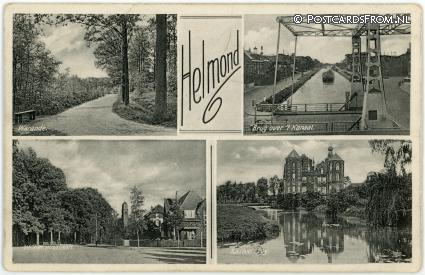 ansichtkaart: Helmond, Waranda - Brug over 't Kanaal - Wilhelminalaan - Kasteel Croy