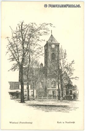 ansichtkaart: Naaldwijk, Kerk. Westland Penteekening