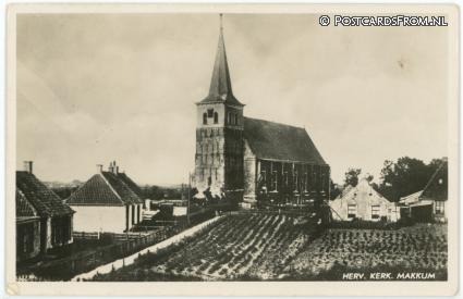 ansichtkaart: Makkum FR, Herv. Kerk
